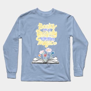 Books are unique portable magic - blue Long Sleeve T-Shirt